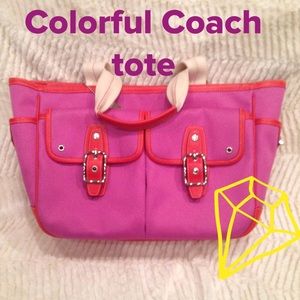 LARGE Magenta and poppy red Coach bag